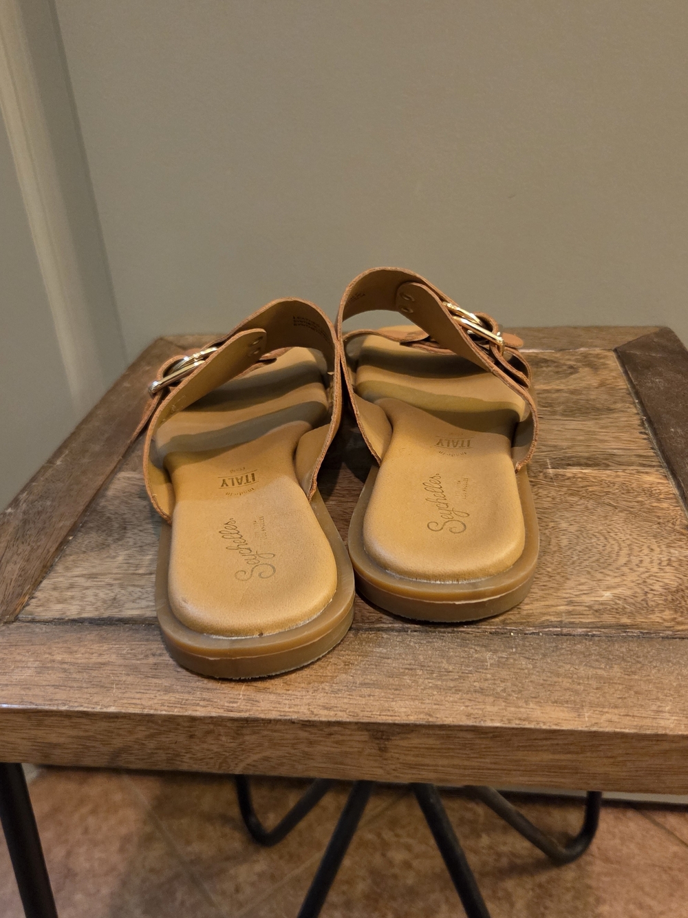 Seychelles Tan Slide Sandals with Buckle Detail - Picture 3 of 6